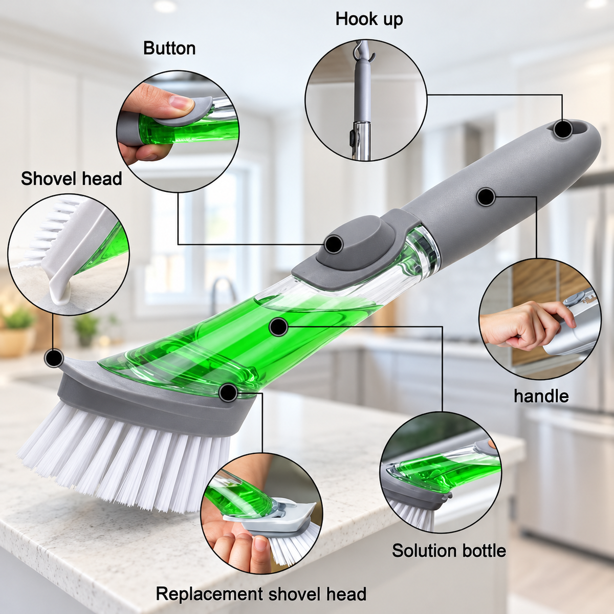 All in one Cleaning Brush with Detergent Dispenser