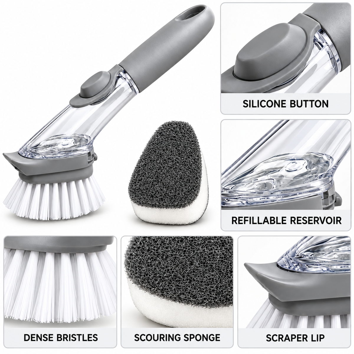 All in one Cleaning Brush with Detergent Dispenser