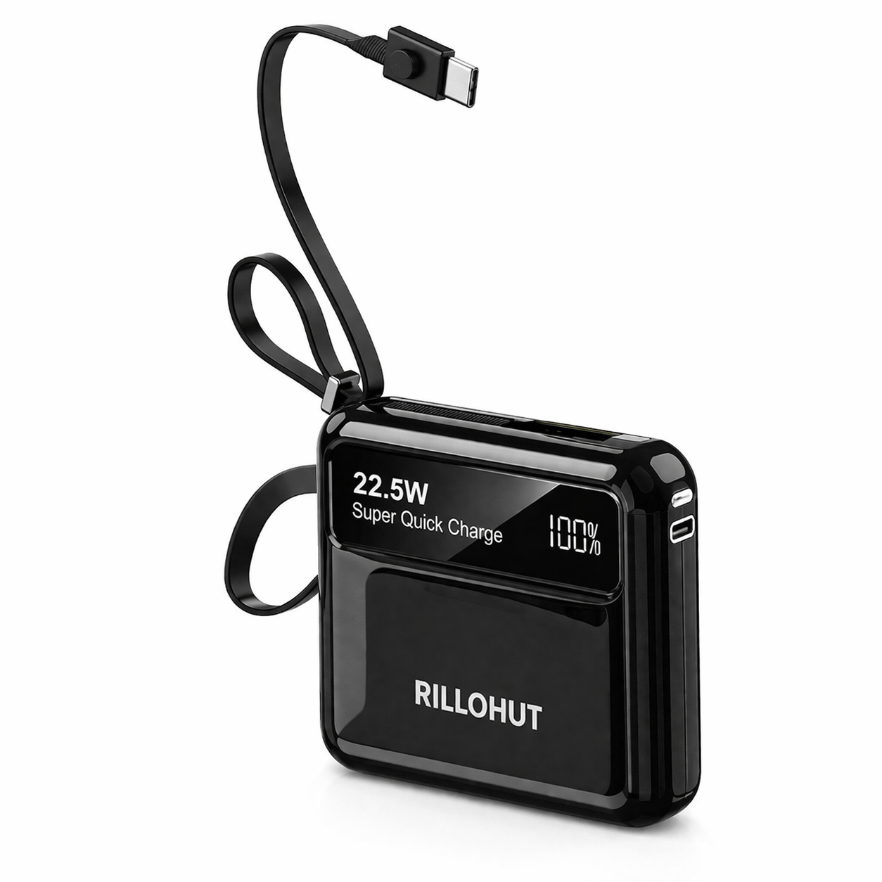 RILLOHUT 10000mAh Power Bank | 22.5W Fast Charge | Built-in Cable